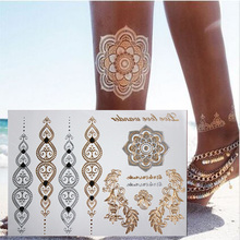 NEW HOT body art painting tattoo stickers glitter Metal gold silver temporary flash tattoo Disposable indians tattoos tatoo
