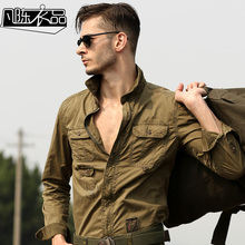 High Quality Men’s Casual Long-Sleeved Cargo Shirt Plus Size Military Uniform Loose Shirt Mens Cotton-Padded Army Shirts A010