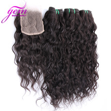 Peruvian Virgin Hair With Closure 4pcs Lot Peruvian Water Wave Hair Bundles with Lace Closures Peruvian