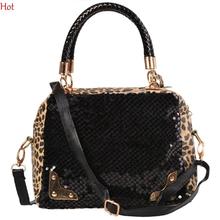 Brand Handbag Female Leather Sequins Bags Leopard Handbags Messenger Crosssbody Bag Ladies Party Shoulder Handbag Hot SV000875