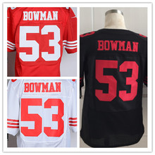 Free shipping Mens 49ERS 53 NaVorro Bowman Elite Football Jerseys Color Black Red White Size M-3XL Best Quality