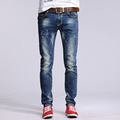 Men s Hole Patch Ripped Jeans Men Slim Fit Patchwork Men Jeans Homme Print Denim Pants