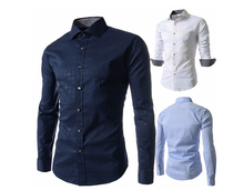 FGGS HOT 2016 High Quality Men Casual Slim Fit Shirt Cotton With Modal Long Sleeve Plaid Mens Stylish Dress Shirts
