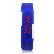 Essential 7Color Blue Yellow Ultra Thin Men Girl Sports Silicone Digital LED Sports Wristwatch Bangle Bracelet
