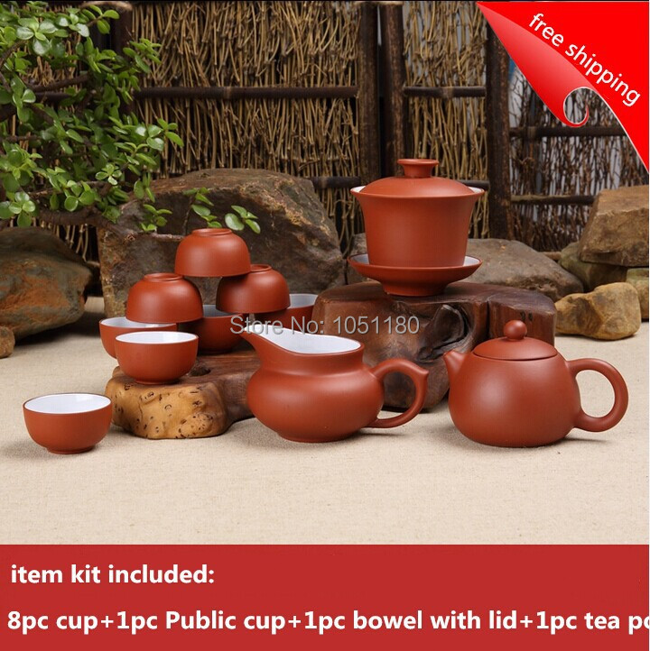 100 brand new high quality 2014 Yixing Tea Set purple clay kung fu teapot cup teaberries