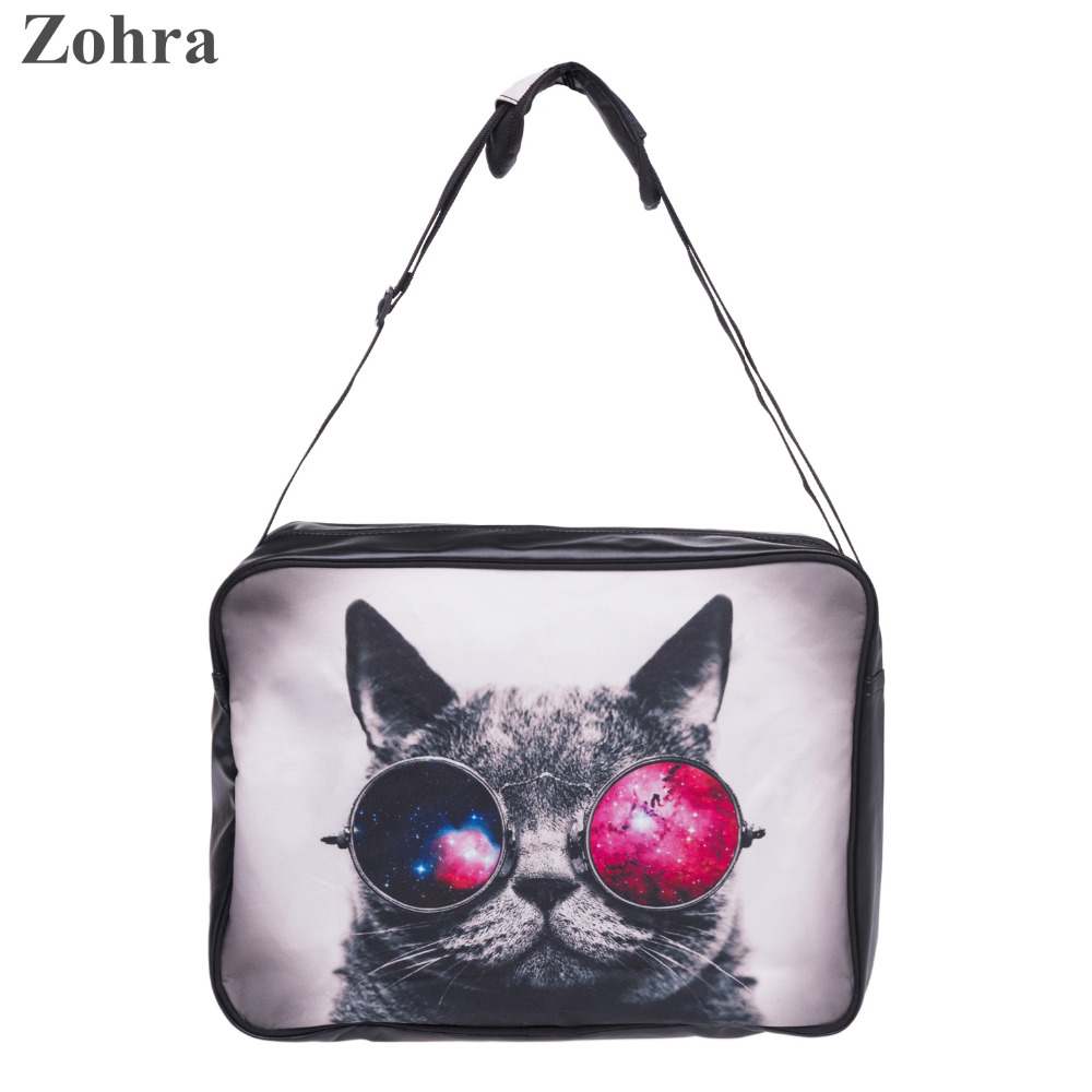 Zohra Sunglasses Cat 3D printing travel women messenger bags man leather handbags bolsas feminina desigual bolsos crossbody bag