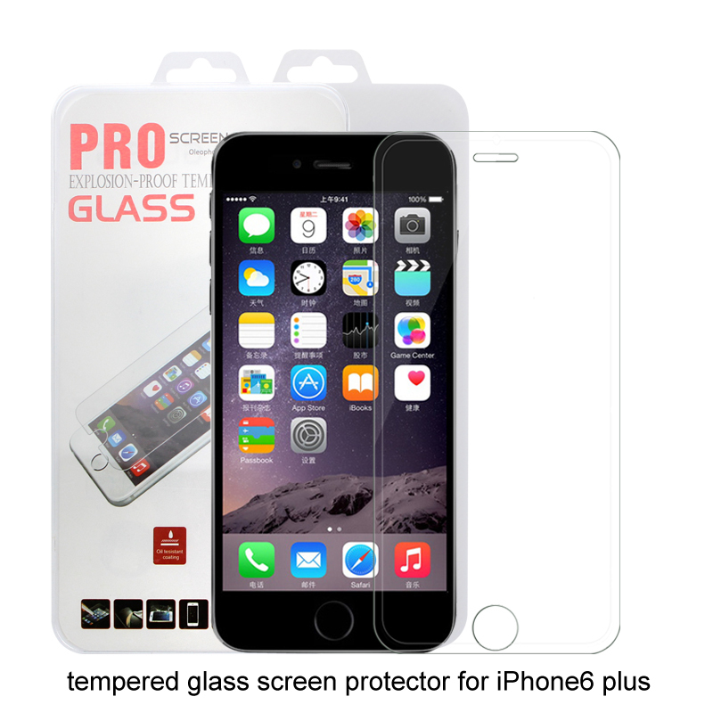 100Pcs/lot Tempered Glass Full Coverage Transparent Screen Protector for iphone 6 plus Explosion-proof Guard film & retail box