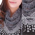 summer autumn Beach Hollow Tassel Lace Rose Floral Knit Mantilla Scarf Women Shawl Wrap scarves 2016