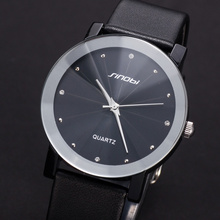 Top Sale! SINOBI Diamond Crystal Silver Case Elegant All Black Men Quartz Wrist Gift Dress Men’s Leather Strap Watches