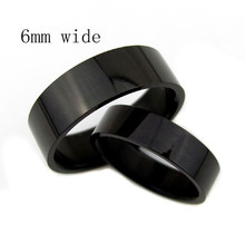 wide 6 mm Men pinkie rings influx of people ring fine black glossy men’s tail ring wedding ring