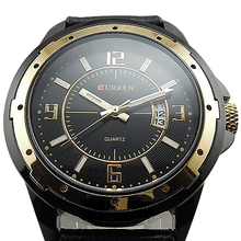 Luxury Quartz Hour Dial Day Date Golden Clock Fashion Bussiness Men s Leather Stainless Steel Wrist