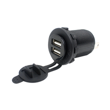 Portable 12-24V Motorcycle Car Cigarette Lighter Socket Splitter Dual USB Port for iPad iPhone Cellphone GPS (Black)