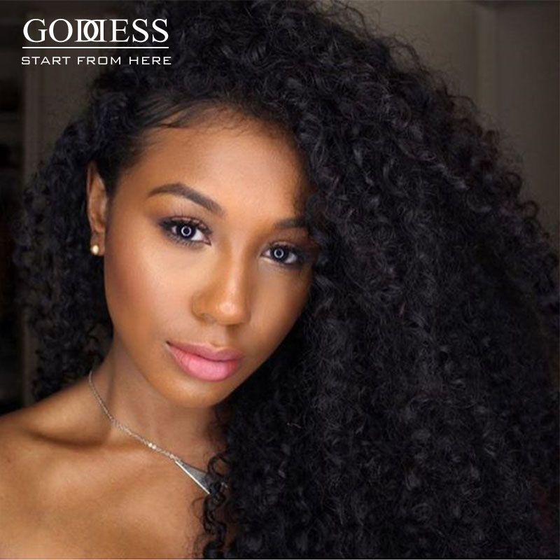 6A Glueless Full Lace Human Hair Wigs Peruvian Virgin Hair Kinky Curly  Lace Front Human Wigs Full And Soft For Black Women