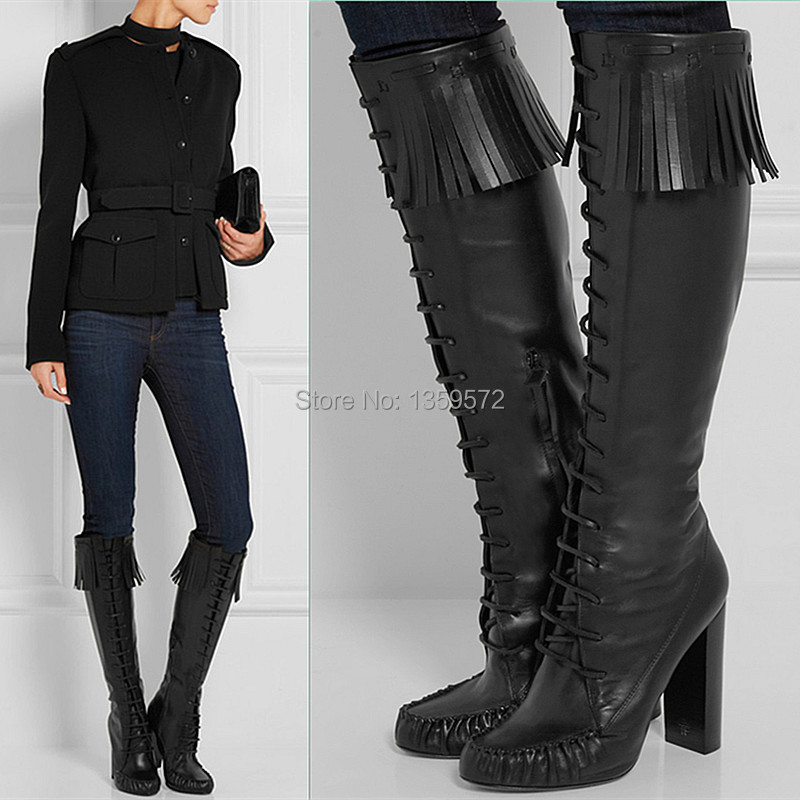 Aliexpress : Buy Sexy Black Knee High Women Boots Lace Up Tassel ... Aliexpress : Buy Sexy Black Knee High Women Boots Lace Up Tassel ...