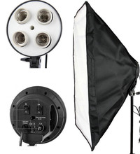 Free shipping Portable Photo Studio Lighting Softbox Video Light 50*70cm Light head with 4 in 1 E27 Lamp Holder ,softbox kit