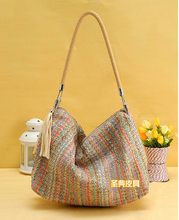 Women Channel Handbag Knitting Straw Summer Style Vintage Beach Bag Large Woven Shoulder Bags Bohemian 2015