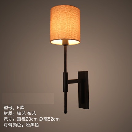 Fabric Shade Lamps Iron Vintage Wall Lamp American LED Wall Light Fixtures For Indoor Home Lighting Ikea Bedside Wall Sconce