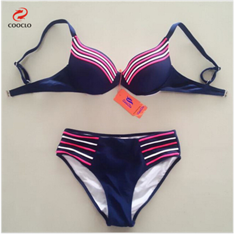 2016 Fashion Solid Color Sexy Brand Bikini Sets Push Up Swimwear Women Padded Swimsuit Contrast Striped Summer Beachwear Suits 2016 Fashion Solid Color Sexy Brand Bikini Sets Push Up Swimwear Women Padded Swimsuit Contrast Striped Summer Beachwear Suits