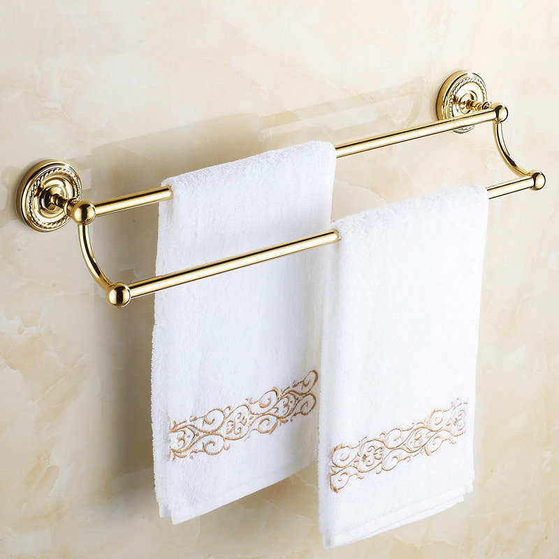 Wall Mounted Golden Polished Bathroom Accessories Towel Bar