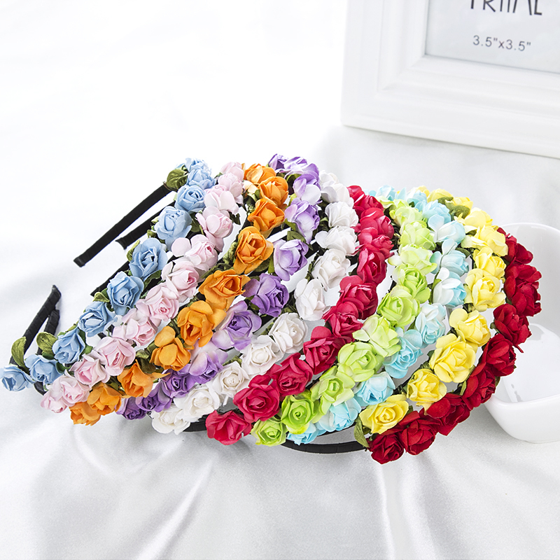 2015 Cute Rose Flower Crown Festival Headband Headwear Wedding Garland Floral Hairband Accessories
