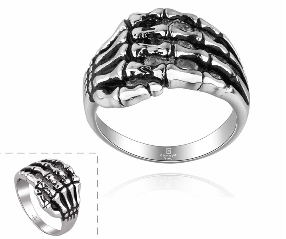 Summer Fashion New Silver Men Punk Skull Head Finger Ring Male Rings Jewelry