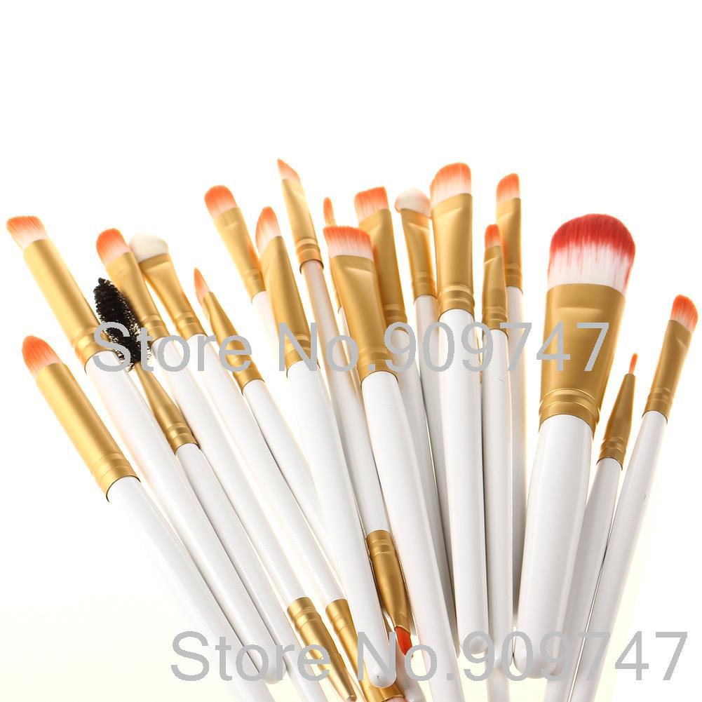 Pro 20Pcs Makeup Brushes White and Golden Colors Set Powder Foundation Eyeshadow Eyeliner Lip Brush Tool