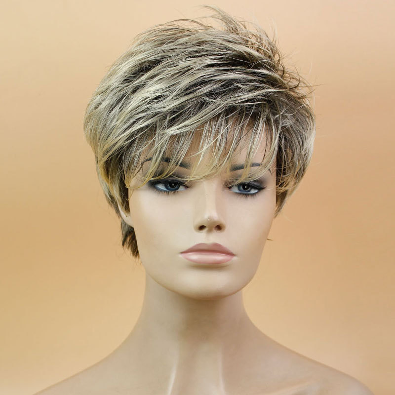 Синтетический полный парик для женщин-русый парик темные корни 8 