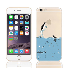 12 Styles Cartoon Penguin Cases for Iphone 6 6s 4.7 Inch Ocean Animal Mermaid Sea Lion Transparent Soft TPU Phone Case Cover