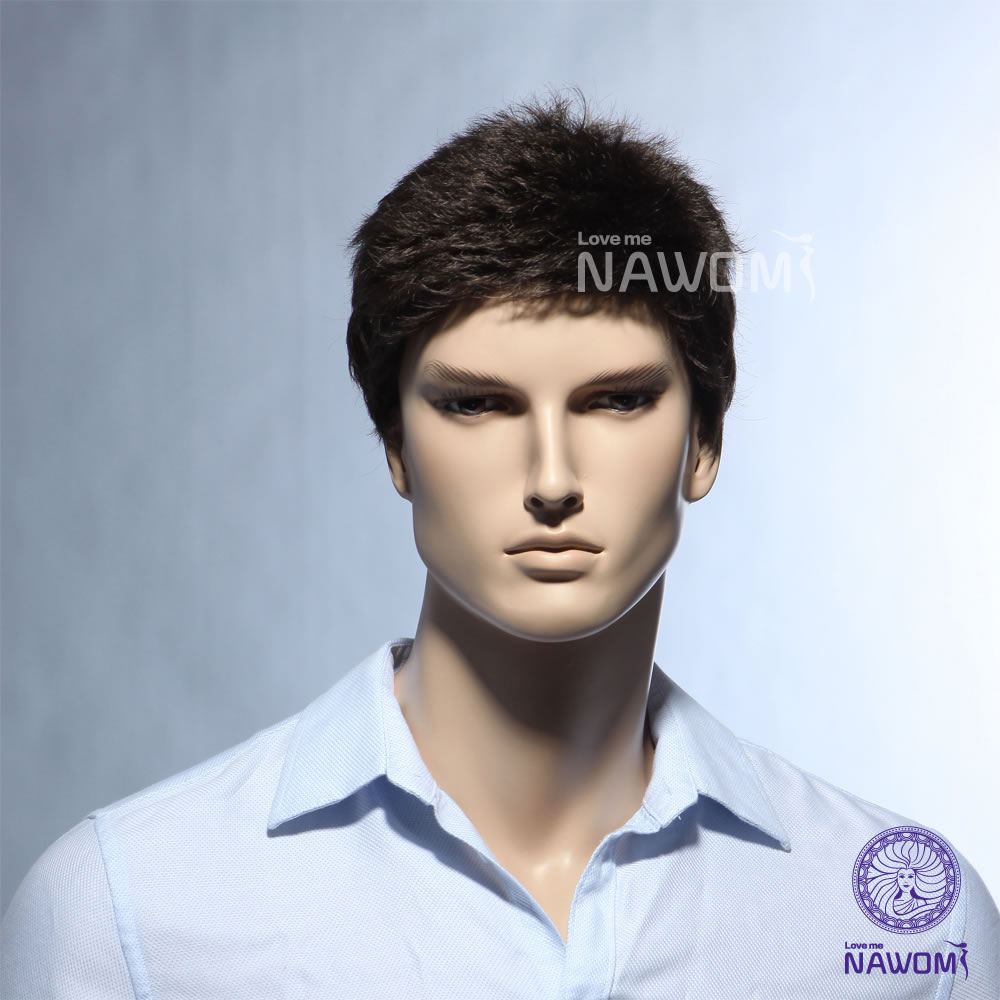 NAWOM Brand Fashion Wig Men Hair Dark Brown 11 Inches Long Gentleman Temperament Mens Wigs Drop