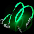 Metal Zipper Luminous Earphones Glow In The Dark Headset Glowing Stereo Bass Sport Running Headset Night