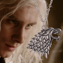 Factory Outlet Movie Necklace.2014 Popular in Europe and America Song Of Ice And Fire Game Stark Wolf Pendant Necklace~DY048