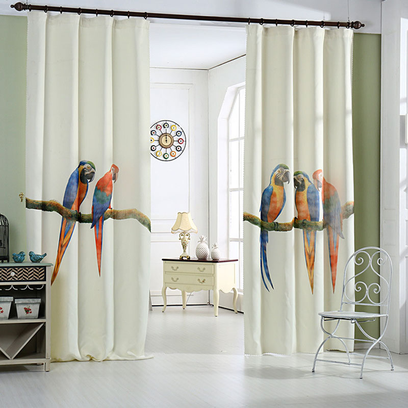 1 Pair 3D cartoon curtains Korean style printed curtains crystal curtains for decoration rustic curtains wp084#2