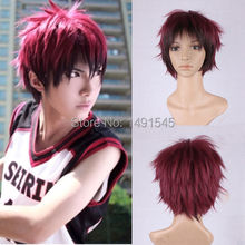 Kuroko’s Basketball Kagami Taiga Wine Red+Black Color Hair Men’s Straight Bob Short Wigs Anti-Alice Hairstyle Cosplay Anime Wig