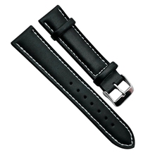 Hot Fashion 18mm 20mm 22mm Genuine Leather Watch Strap Silver Pin Buckle Black Watchbands for Rolex
