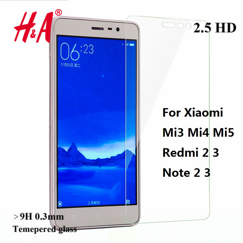 2.5D 0.3 мм 9 H Премиум Закаленное Стекло для Xiaomi Redmi 2 3 Примечание 2 3 4 Mi3 4 5 Телефон защитная пленка передняя крышка случая