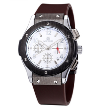 Megir marca Hombre Relojes de lujo de la correa de silicona trabajo de mano 6 calendario resistente al agua reloj de cuarzo analógico grande Bang Relojes Hombre