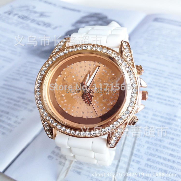 Fashion Watch GENEVA silicone Famous Brand kors women rhinestone Watches luxury dress wristwatches men sports watches