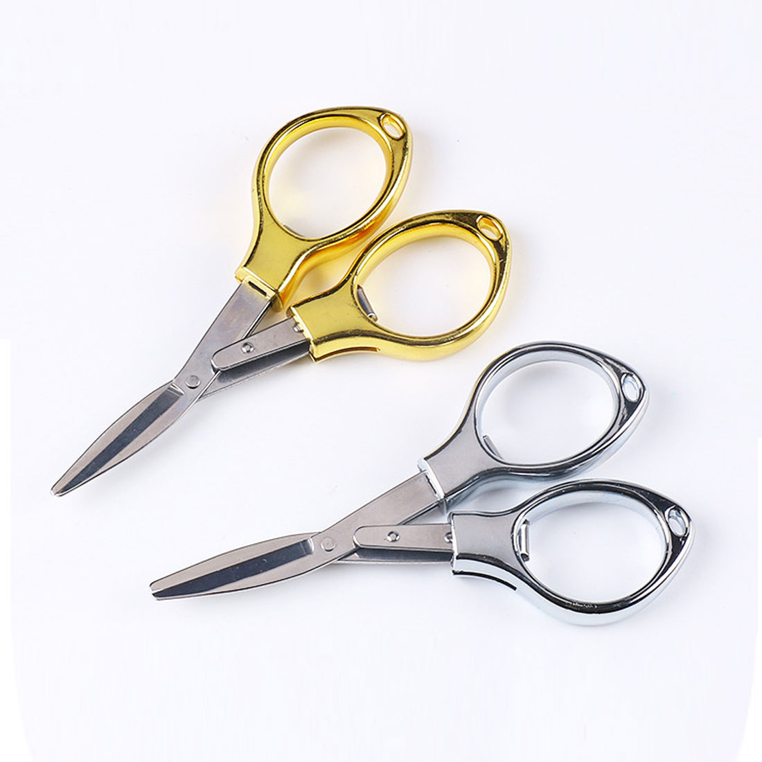 10x Stainless Steel Folding Scissors Keychain Sewing Travel Camping Outdoor Tool