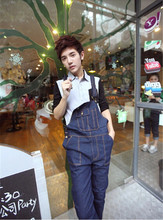 2015 Overalls Men Jumpsuits Denim Jumpsuit Overcoat Jeans Overall Men Pants Couples Paragraph Woman Can Wear