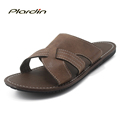 Plardin Genuine Leather Beach Men s Flip Flops Sandals Men Walking Male Summer Shoes Casual Leather