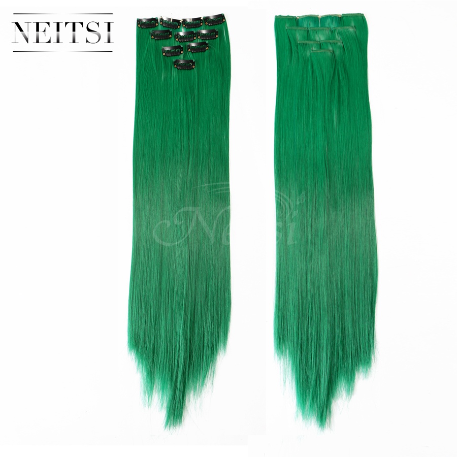 Neitsi 10pcs 18inch Colored Highlight Synthetic Clip on in Hair