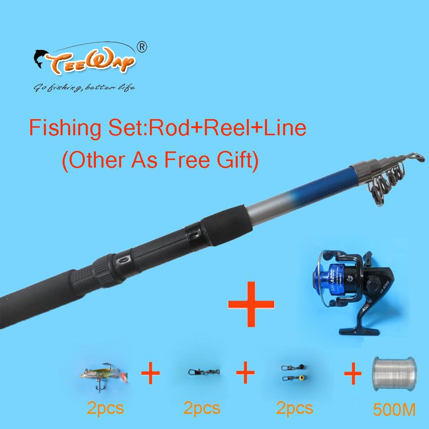 Fishing Rod 500M Line AND Reel / lot, Lure Fishing Reels spinning reel Fish Tackle Rods Carbon Ocean Rock (Lure As Free Gift )