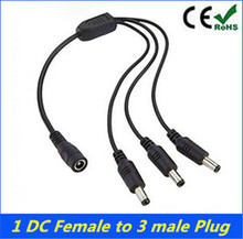 1pcs DC Power Jack 1 DC Female To 3 Male plug Splitter Adapter Connector Cable For CCTV Camera LED Strip Light free shipping