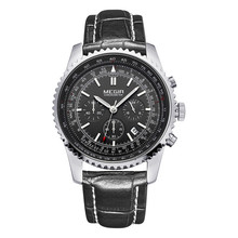 MEGIR men watch brand luxury watches the highest military 24 hour chronograph hand 6 men leather