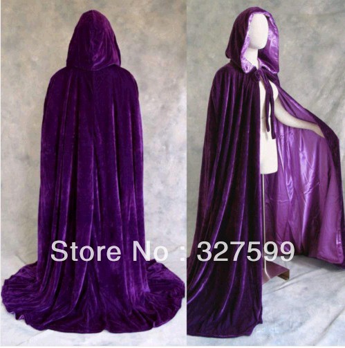 Envío gratis alineado Purple Prp Velvet Cloak cabo Wicca boda Vampire Halloween Party
