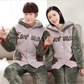 New Winter 2016 Coral Fleece Quilted Ms Male Three Layers With Thick Flannel Pajamas Couples keep