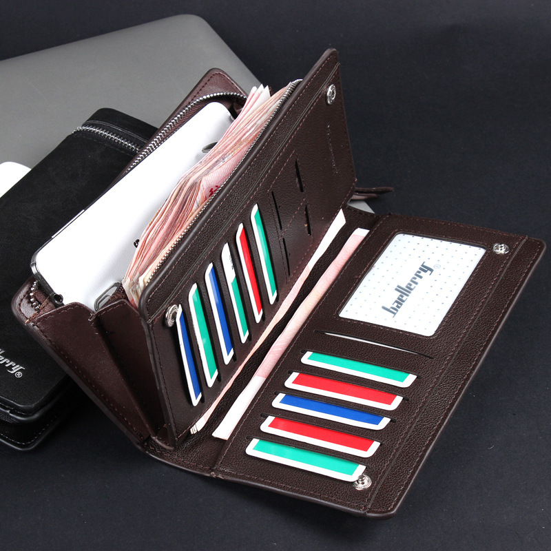 High quality Leather men s Wallets with zipper Wholesale leather long leather card wallets Free Shipping