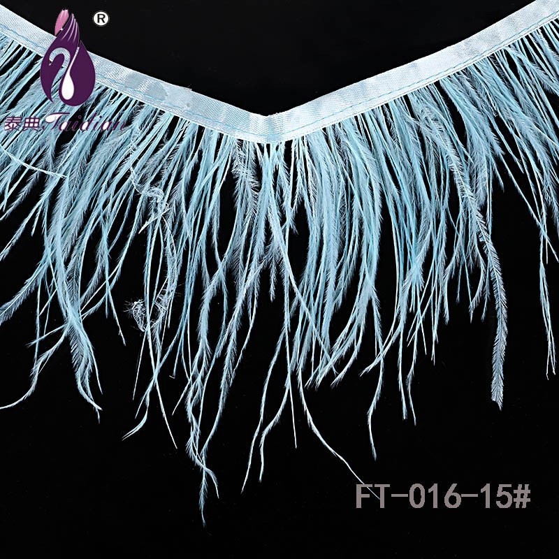 15# Available Ostrich Feather Trimming Length Fringe Trim Handmade Black Plumas Ribbon for Sewing Crafts