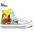 Design Custom White Hand Painted Shoes Anime Pokemon Pocket Monster High Top Canvas Sneakers for Men