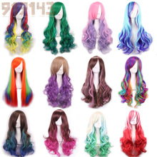 Harajuku Ombre Wig Pelucas Pelo Curly Natural Synthetic Wigs Heat Resistant Halloween Perruque Anime Cosplay Wigs Manic Panic